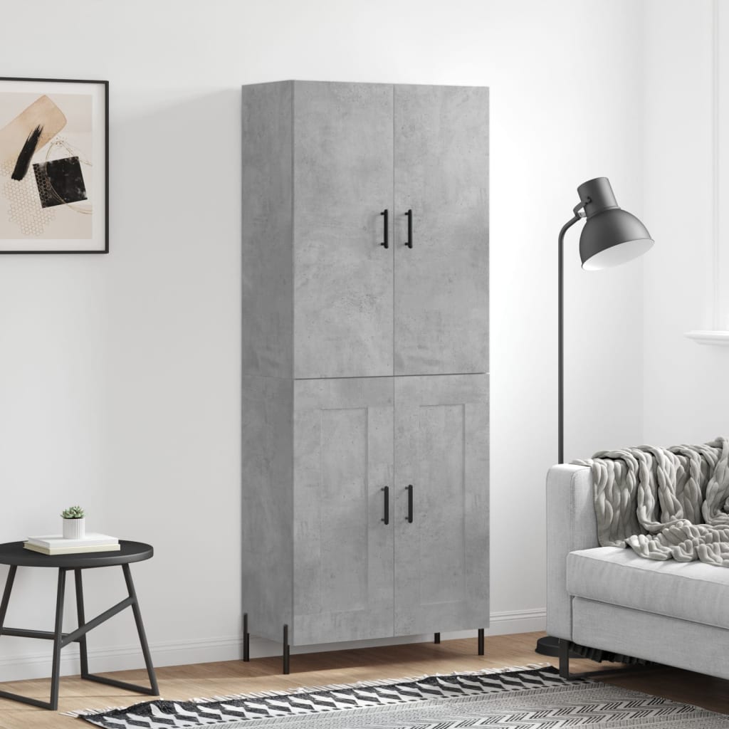 Aparador Alto Madera Contrachapada Gris Hormigón 69,5x34x180 Cm_0