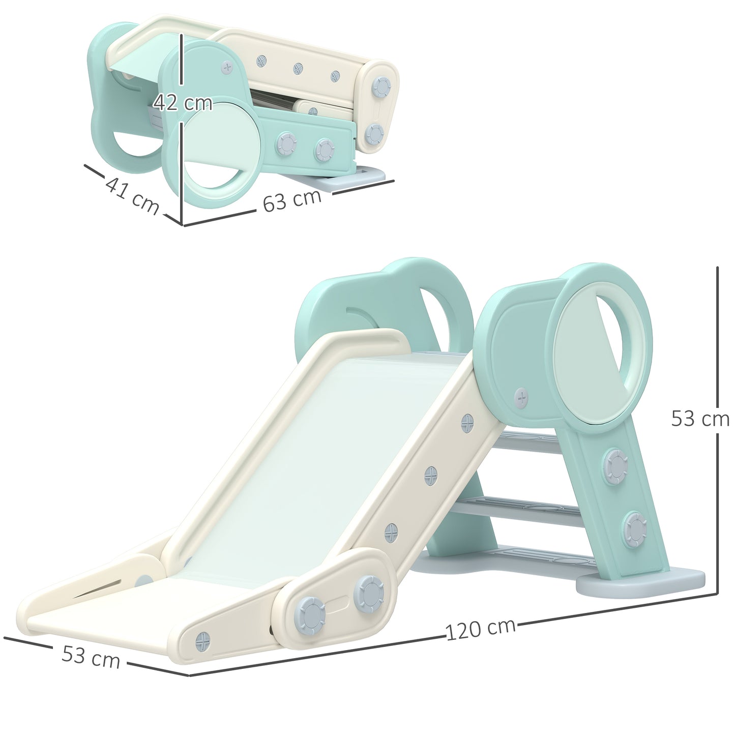 Aiyaplay Tobogán Para Niños De 18-36 Meses Plegable Carga 30kg 120x53x53cm Verde_2
