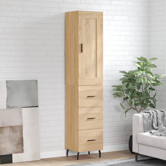 Aparador De Madera Contrachapada Roble Sonoma 34,5x34x180 Cm_0