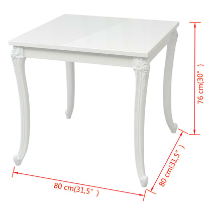 Mesa De Comedor Blanco Brillante 80x80x76 Cm_3