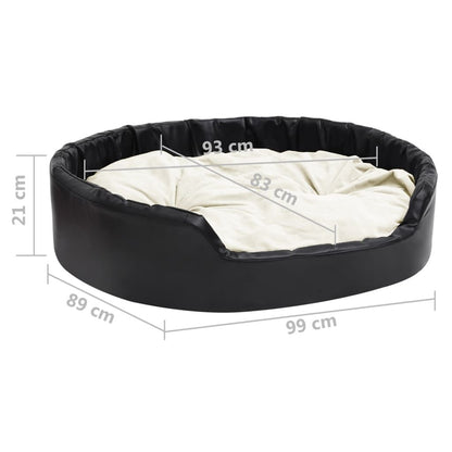 Vidaxl Cama De Perros Felpa Y Cuero Sintético Negro Beige 99x89x21 Cm_2