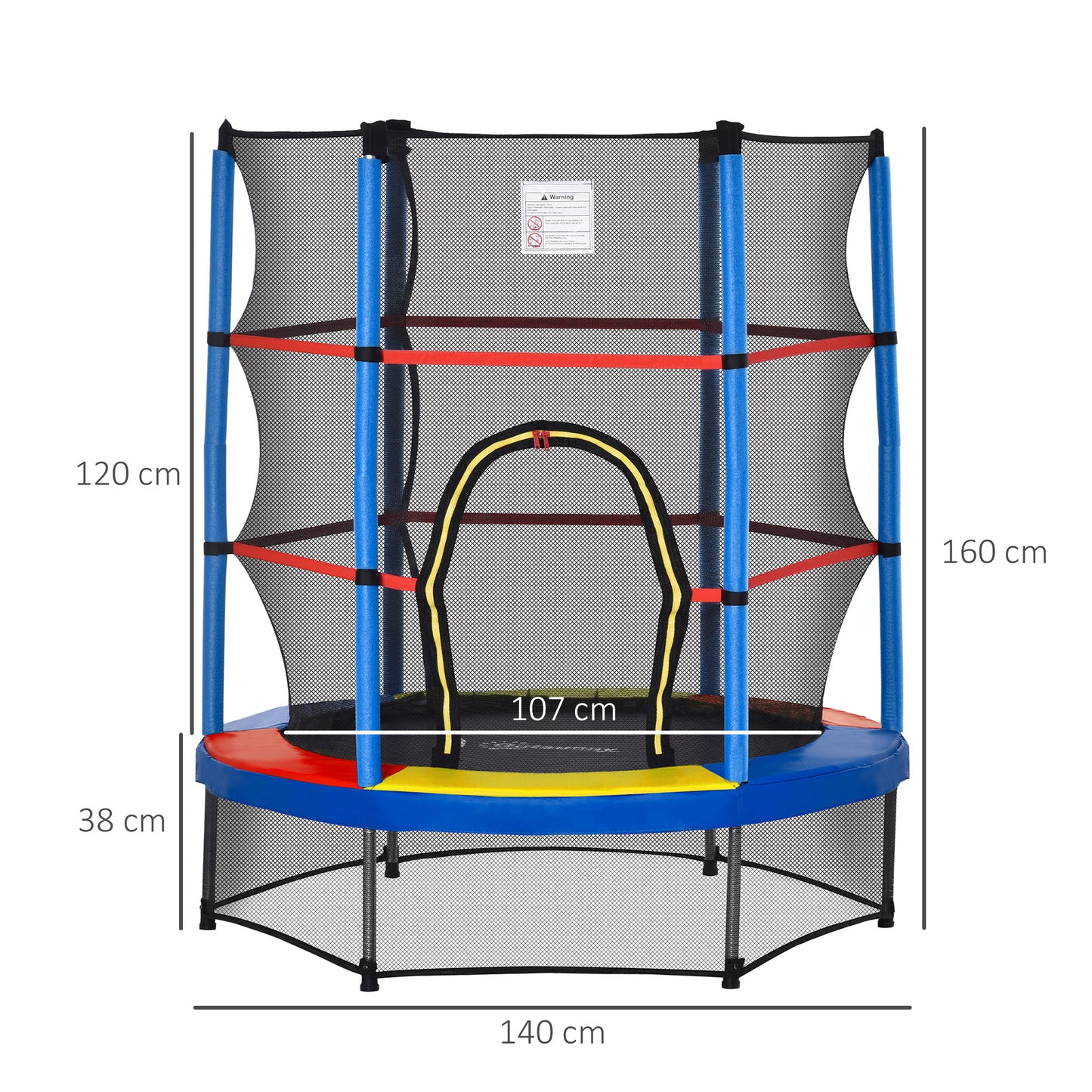 Homcom Cama Elástica Infantil Con Red De Seguridad Ø140x160cm Multicolor_2