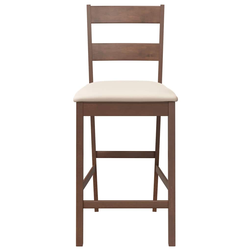 Taburetes De Bar Con Cojines 2 Uds Madera Maciza Marrón Caucho_3