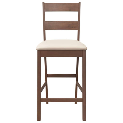 Taburetes De Bar Con Cojines 2 Uds Madera Maciza Marrón Caucho_3