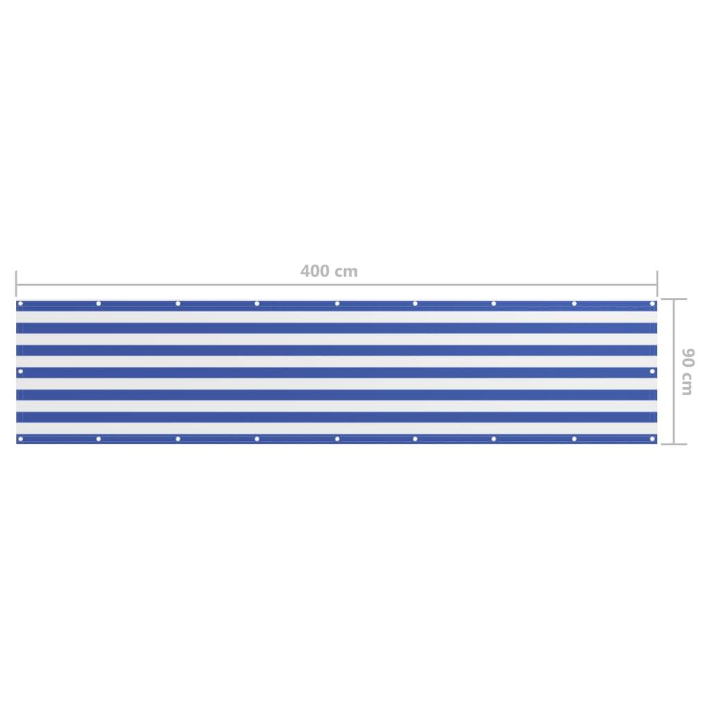 Vidaxl Toldo Para Balcón Tela Oxford Blanco Y Azul 90x400 Cm_2
