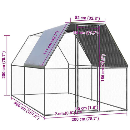 Vidaxl Jaula Gallinero De Acero Galvanizado 2x4x2 M_4