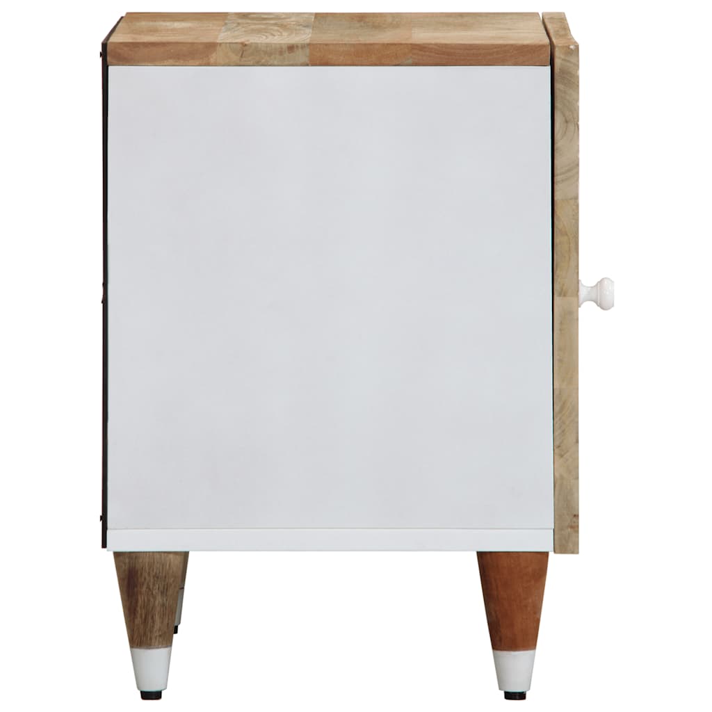 Mesita De Noche De Madera Maciza De Mango 40x33,5x46 Cm_2