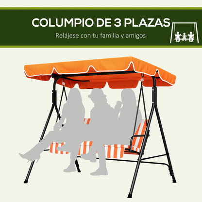 Outsunny Columpio De Jardín De 3 Plazas Techo Ajustable 172x110x153 Cm Naranja_5