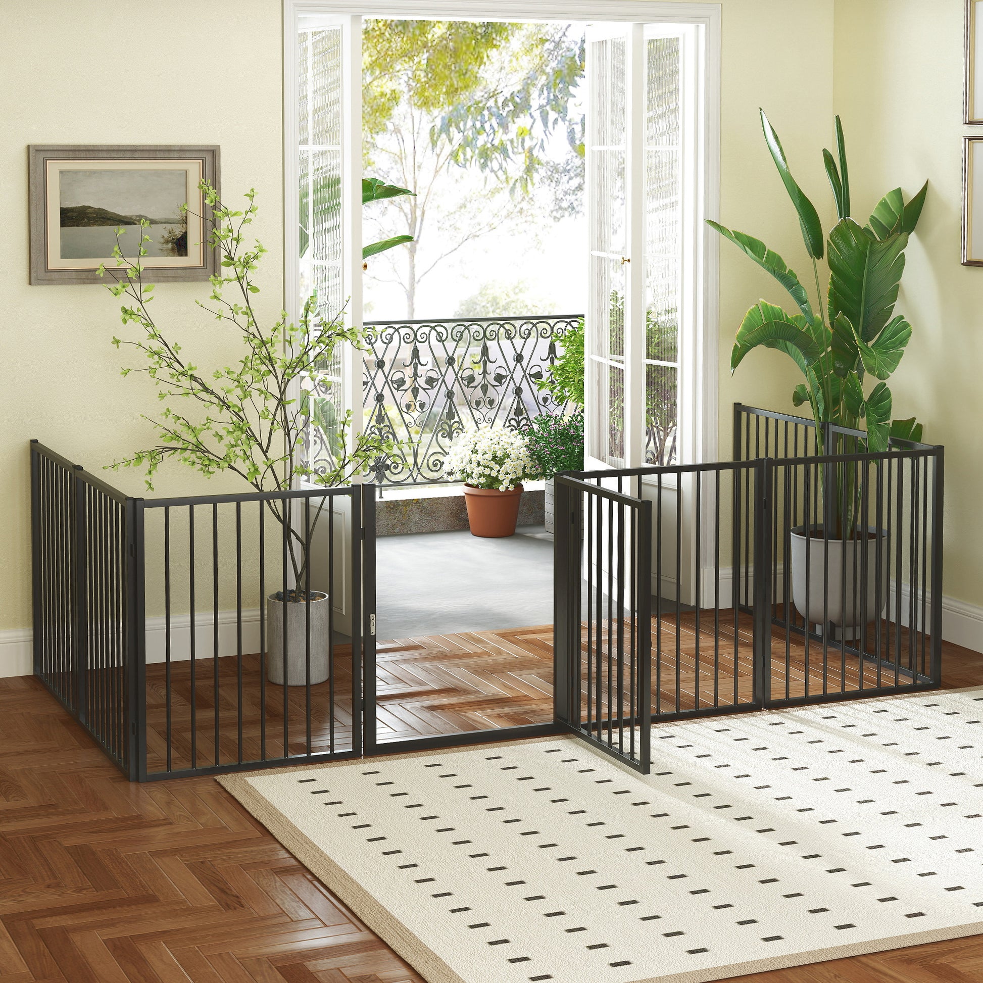 Pawhut Parque Para Perros De 8 Paneles 60x76 Cm Para Interior Y Exterior Negro_1