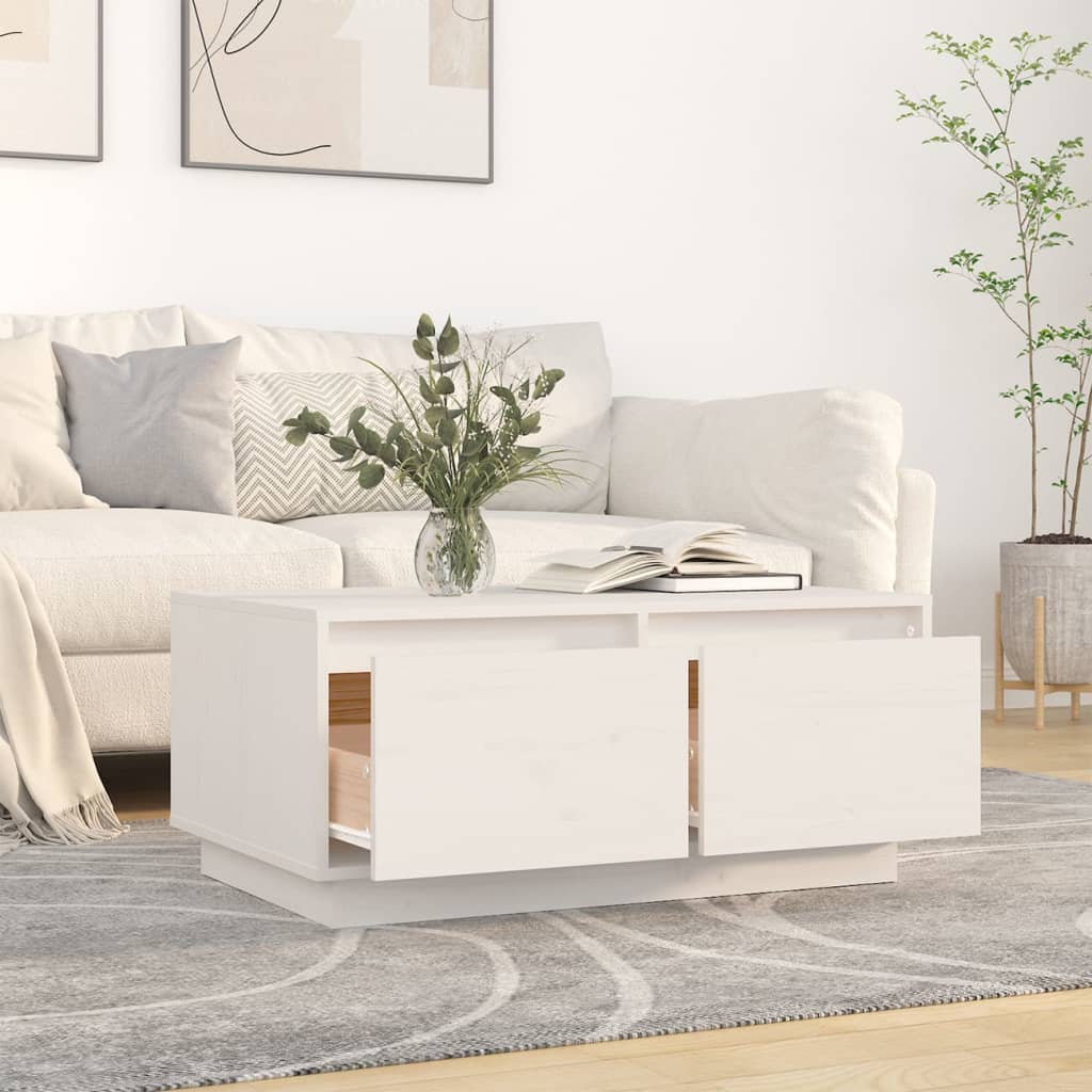 Mesa De Centro De Madera Maciza De Pino Blanco 80x50x35 Cm_1