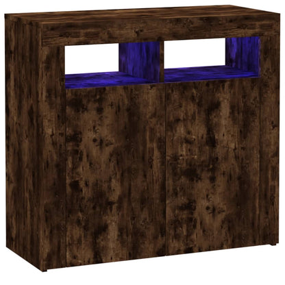 Aparador Con Luces Led Roble Ahumado 80x35x75 Cm / Vetonek_1