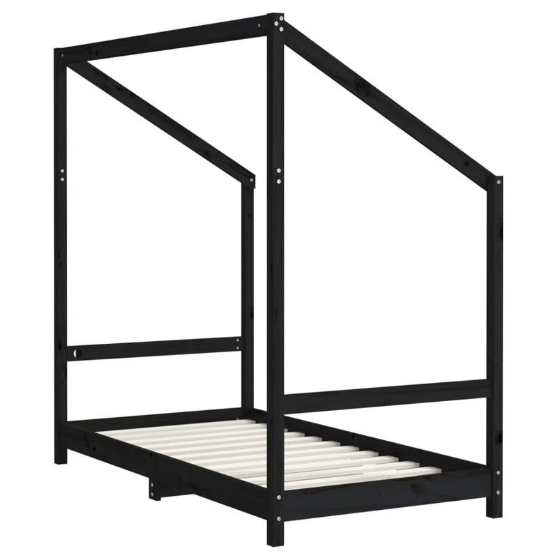 Vidaxl Estructura De Cama Para Niños Madera De Pino Negro 80x160 Cm_5