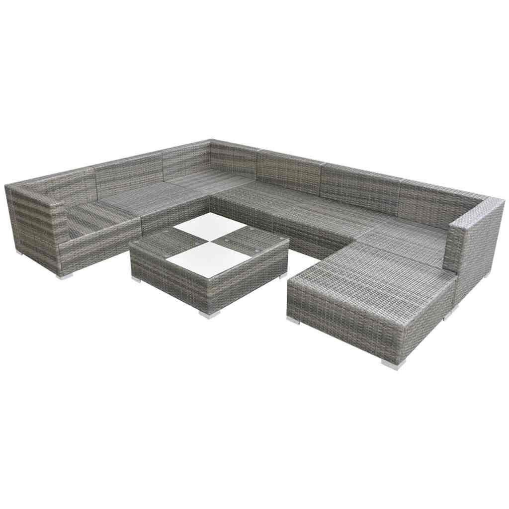 Vidaxl Set De Muebles De Jardín 8 Pzas Y Cojines Ratán Sintético Gris_1
