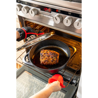 Batería De Cocina Inducción 8 Piezas Aluminio Fundido 4 Ollas Con Tapa De Cristal Antiadherente Briebe Mgk-17, Negro