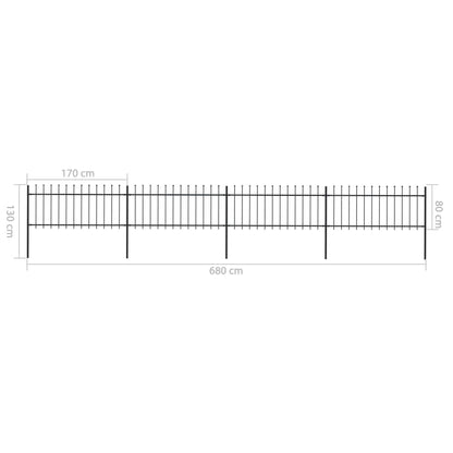 Valla De Jardín Con Puntas De Lanza Acero Negro 6,8x0,8 M / Vetonek_2