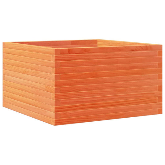 Jardinera De Madera Maciza De Pino Marrón Cera 80x80x45,5 Cm_0