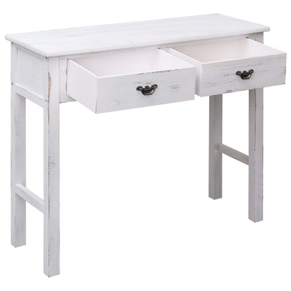 Mesa Consola De Madera Blanco Antiguo 90x30x77 Cm_0