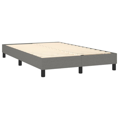 Cama Box Spring Con Colchón Y Led Tela Gris Oscuro 120x200 Cm / Vetonek_1