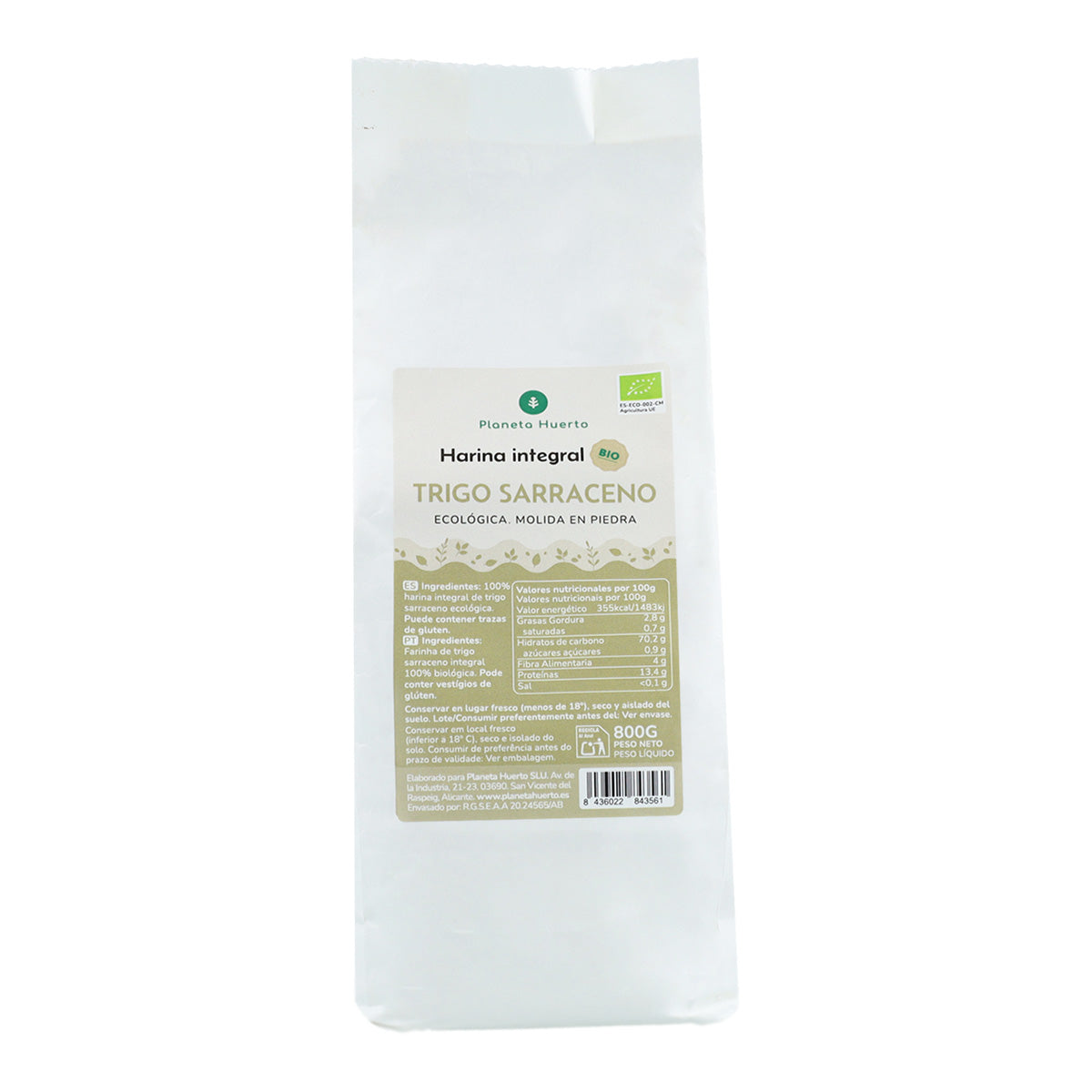 Harina Integral Trigo Sarraceno Eco Planeta Huerto 800 g