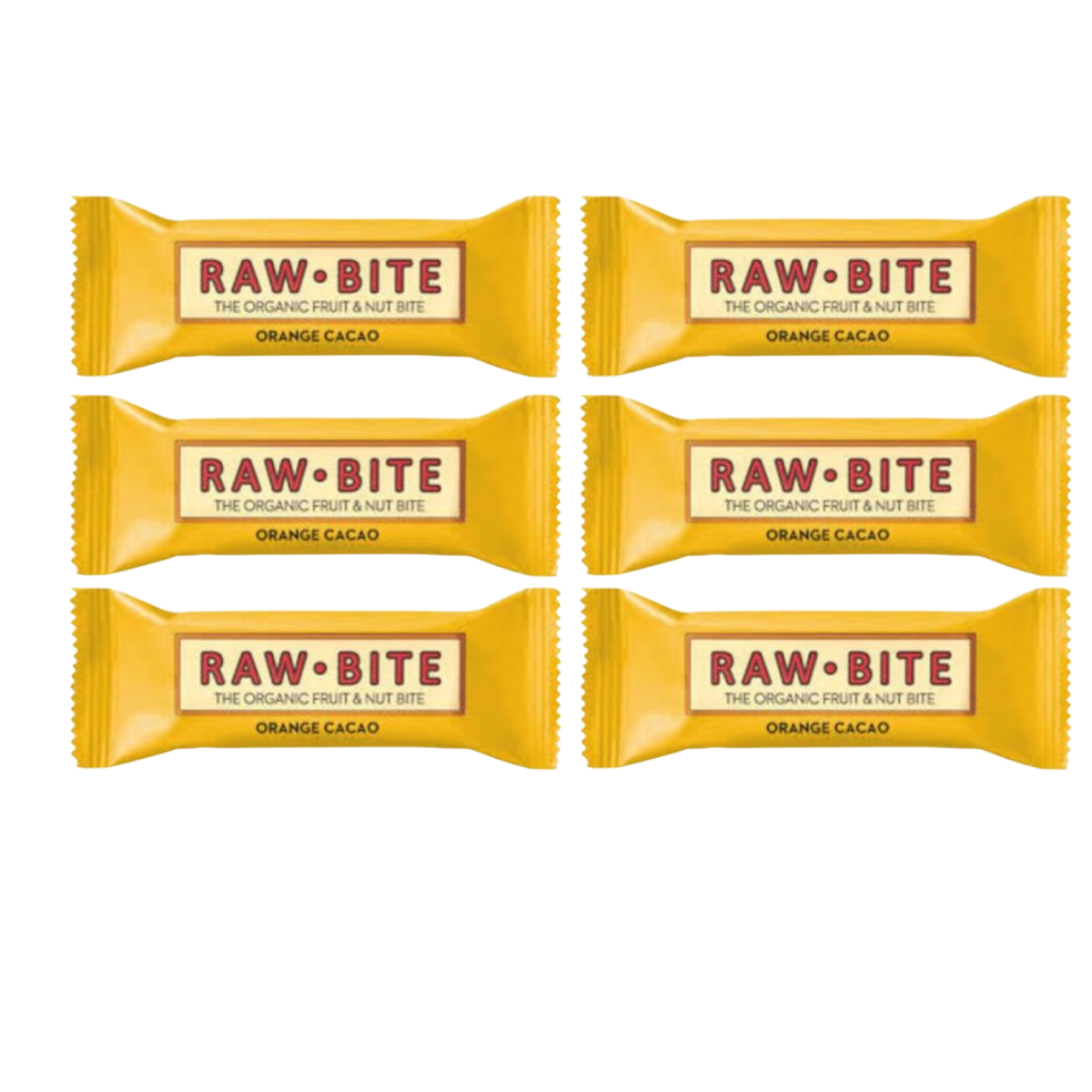 Pack x6 Barritas ecológica Raw-Bite Cacao y Naranja 50 g