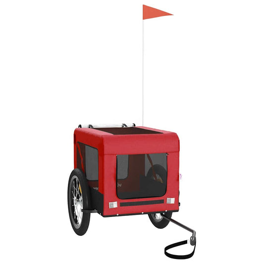 Remolque De Bicicleta Mascotas Hierro Tela Oxford Rojo Negro_0