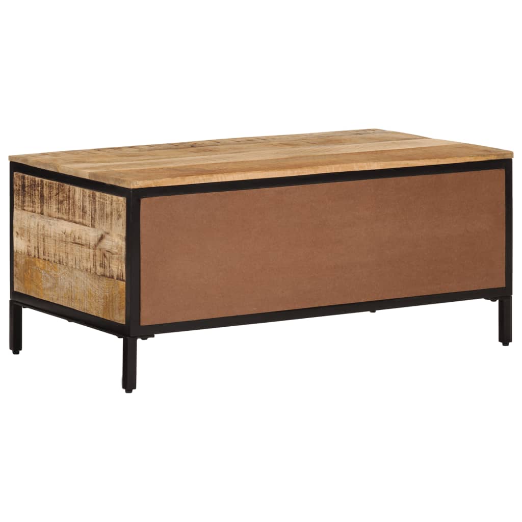 Mesa De Centro De Madera Maciza De Mango Rugosa 90x50x30 Cm_3