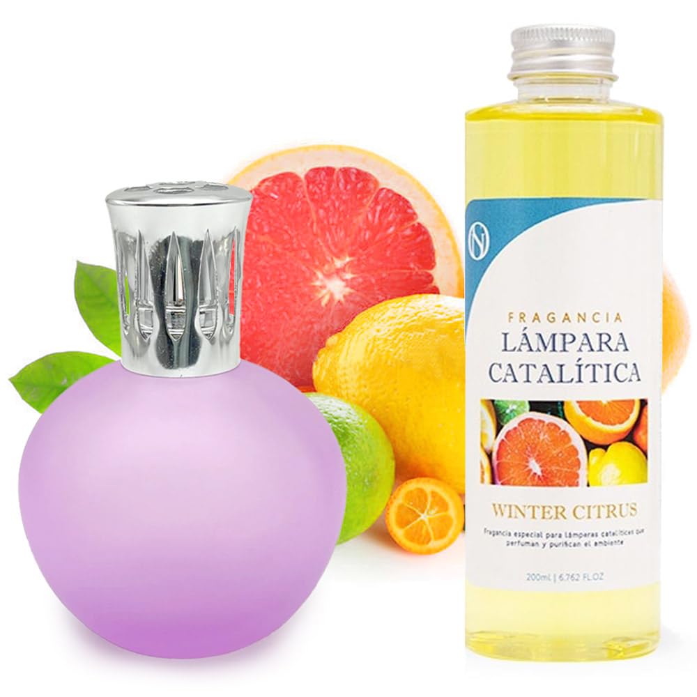Lámpara Catalítica Fucsia Mate + Fragancia Winter Citrus 500 Ml - Elimina Malos Olores, Impurezas Y Perfuma_0