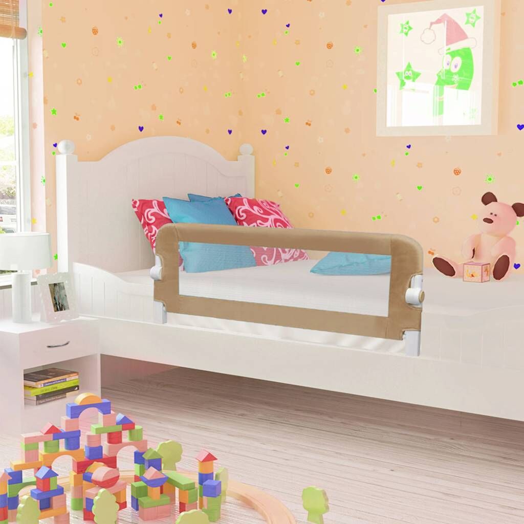Vidaxl Barandilla De Seguridad Cama De Niño Poliéster Taupe 120x42 Cm_1