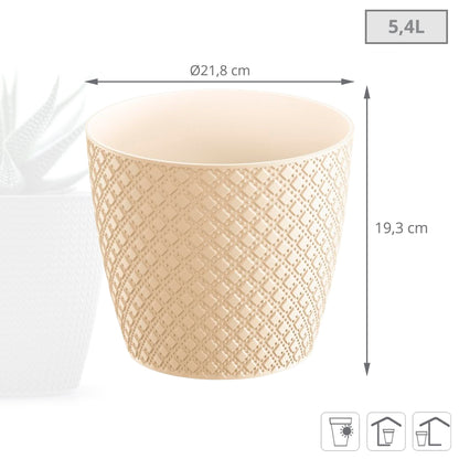 Maceta Orient 5,4l., Dimensiones (mm) 218x218x193, Color Crema_2