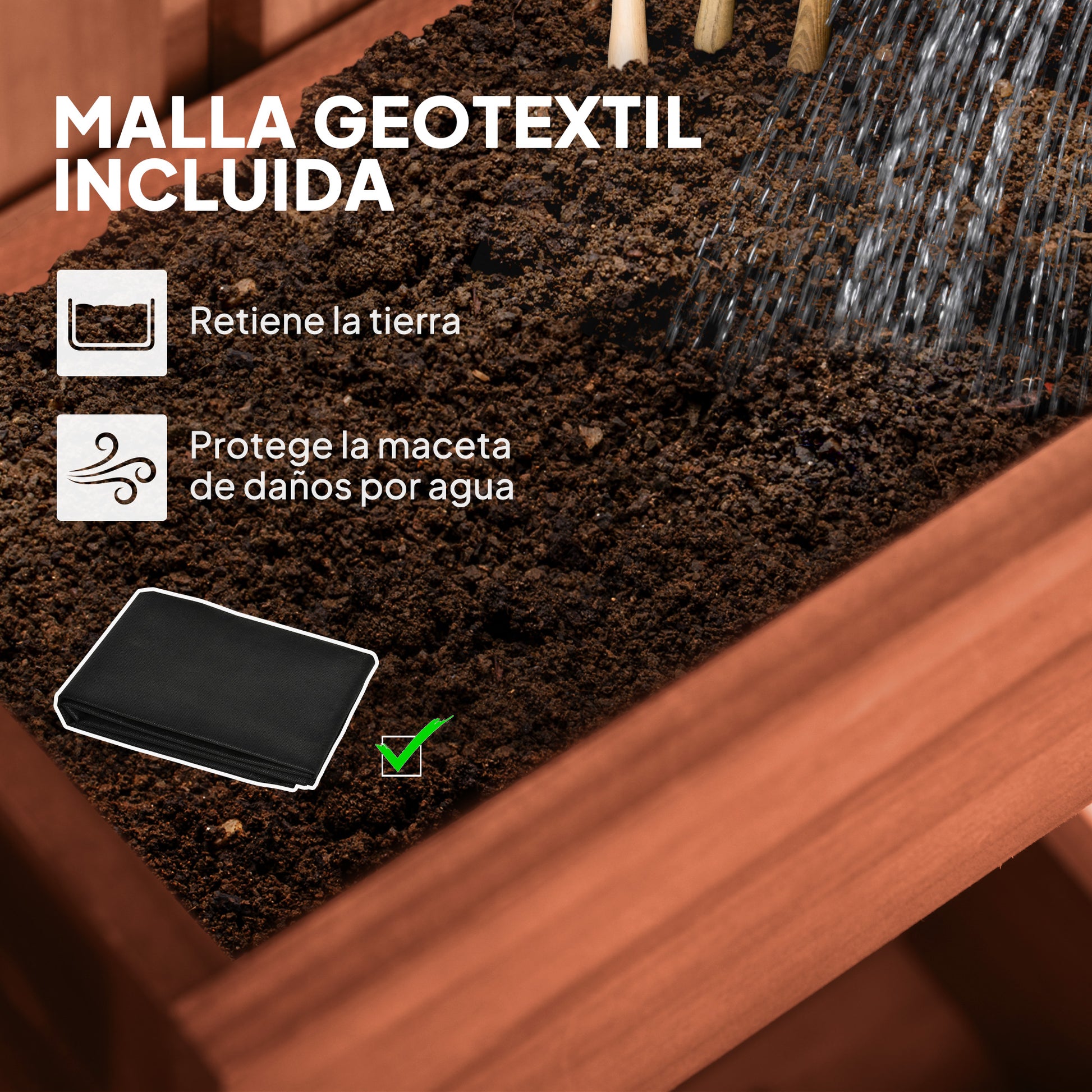 Outsunny Jardinera De Pared Con Enrejado De Madera 3 Macetas Móviles 60x16x80 Cm_5