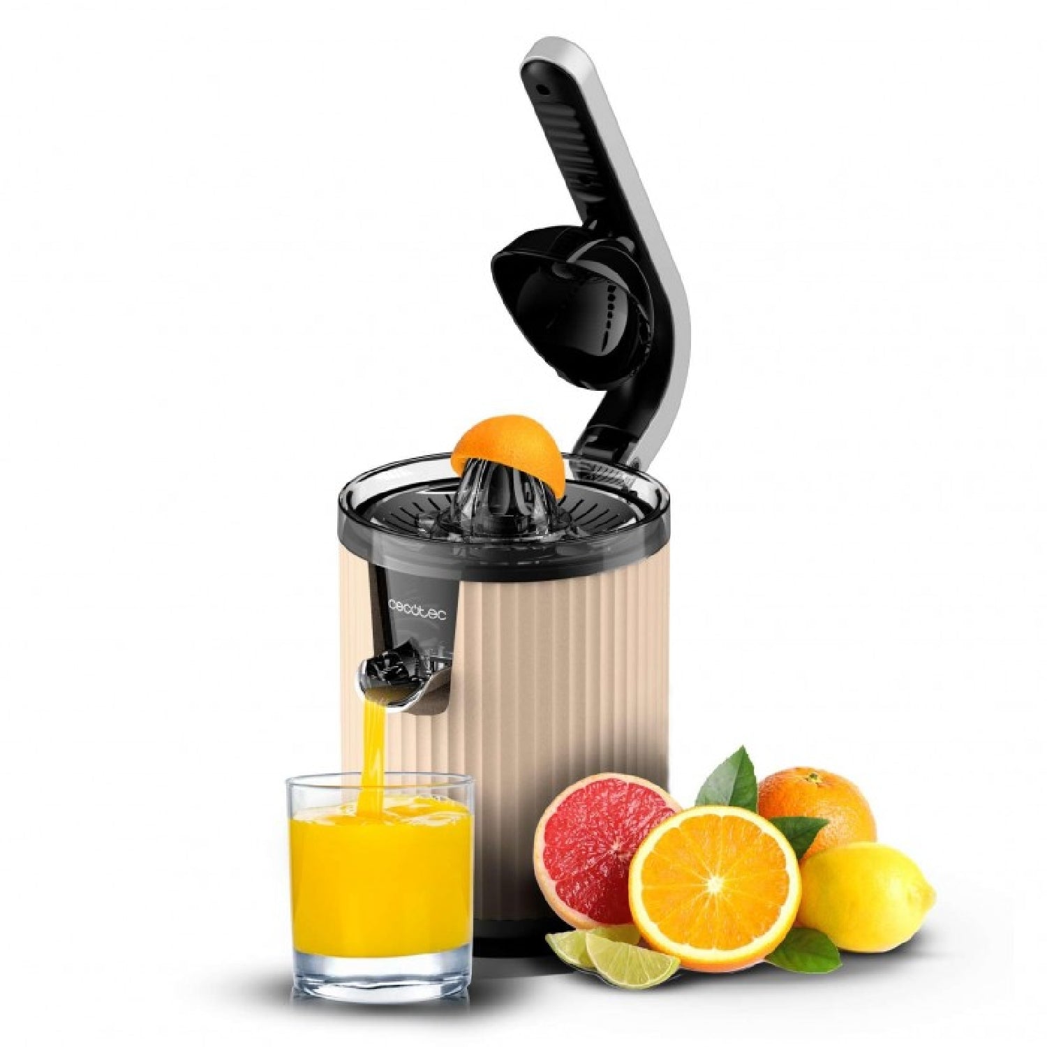 Exprimidor Eléctrico De Brazo Para Naranjas Y Cítricos Xqueeze Retrojuice 600 Beige. 600w, Estilo Retro, Filtro De Acero Inoxidable, Cono De Plástic_0
