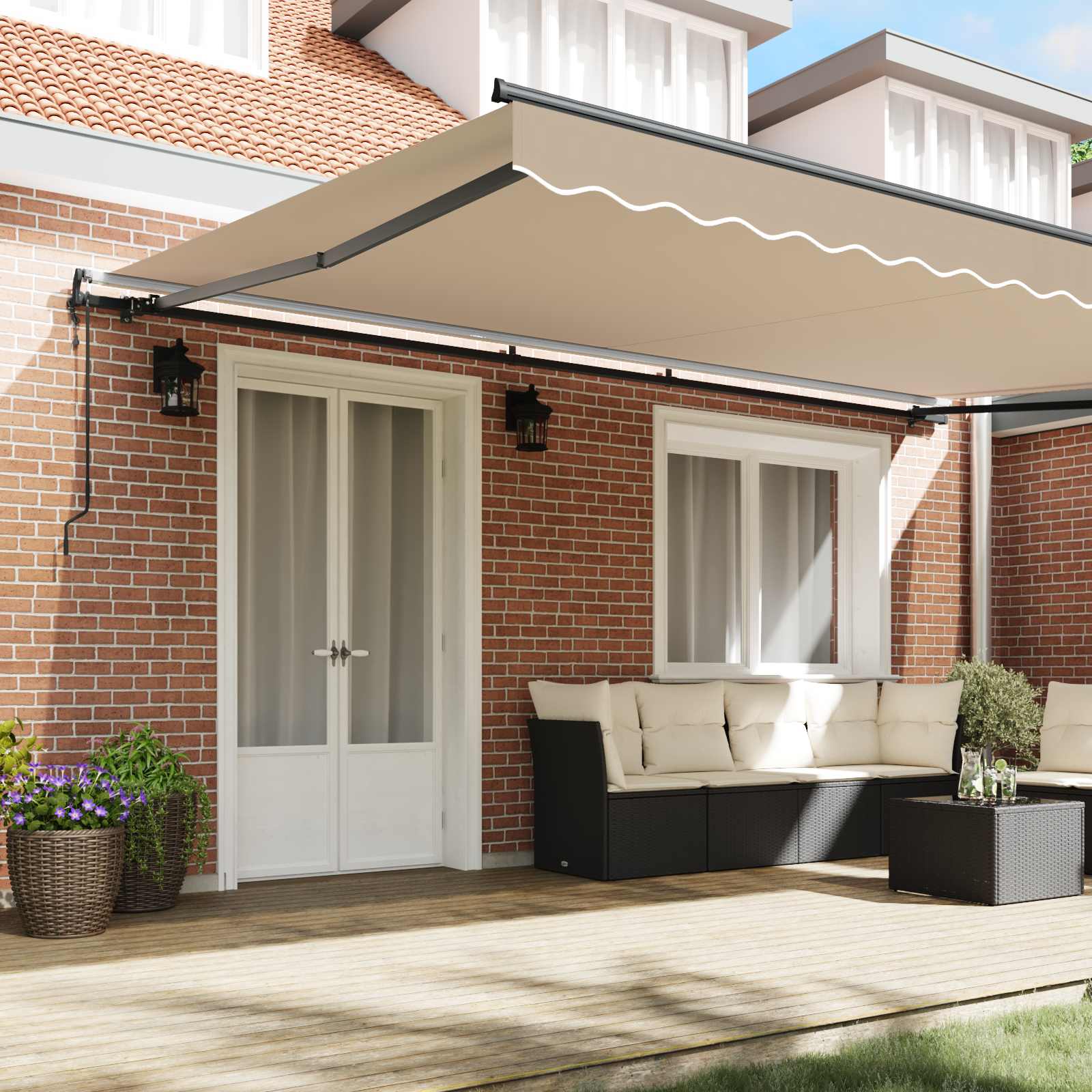 Toldo Retráctil Beige 500 X 350 Cm Tela Y Aluminio_2