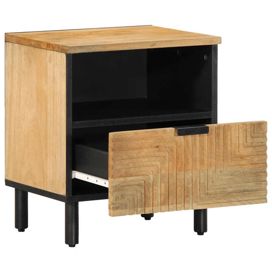 Mesilla De Noche Marrón 40x33x46 Cm Madera Maciza Mango_0
