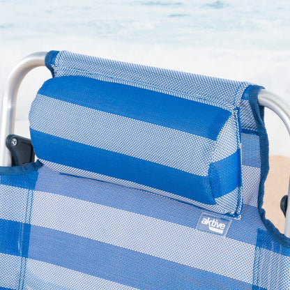 Aktive Silla De Playa Plegable Y Reclinable 7 Posiciones Marinera C/cojín Y Asas Mano_4