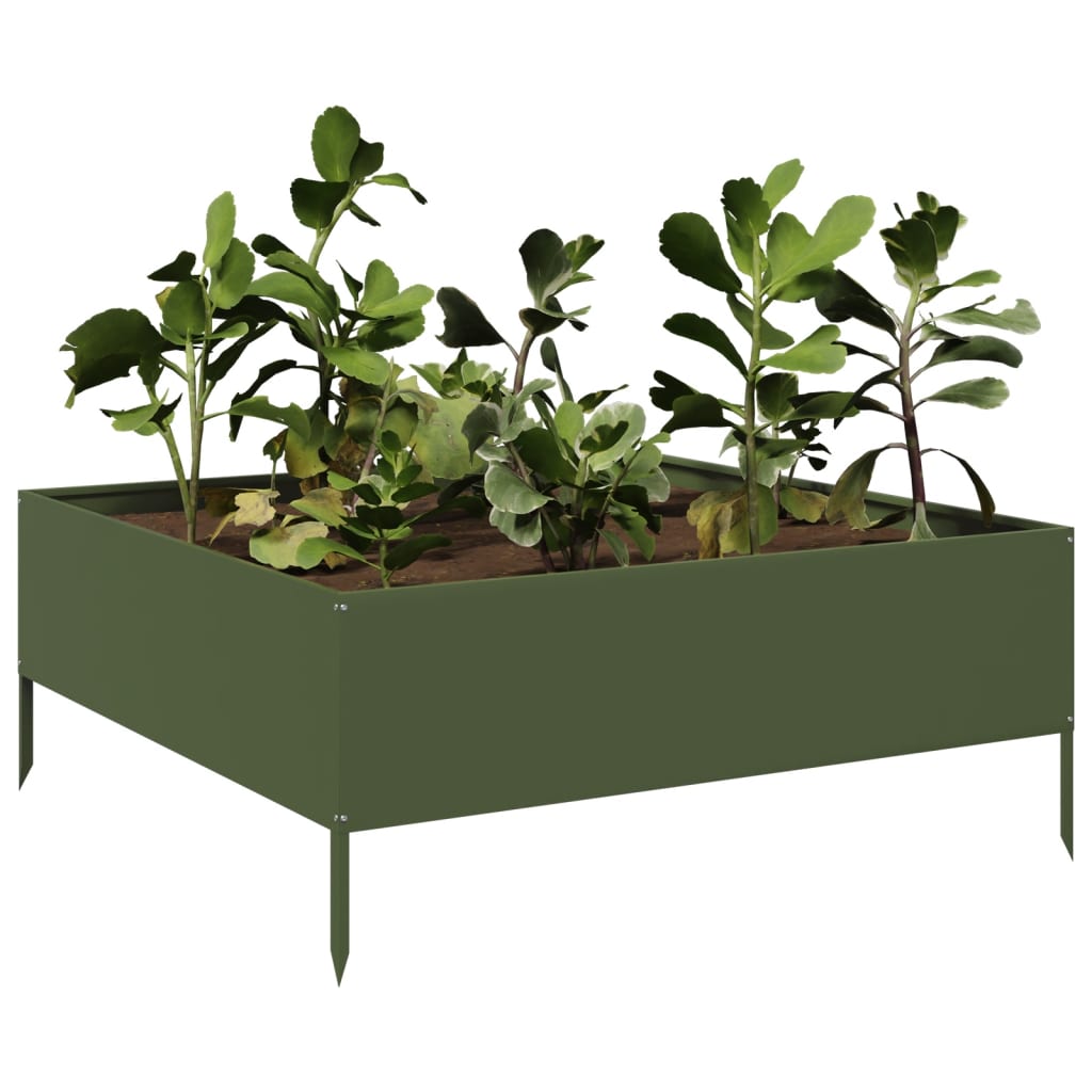 Arriate De Acero Verde Oliva 100x100x25 Cm_2