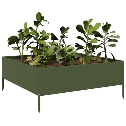 Arriate De Acero Verde Oliva 100x100x41 Cm_2