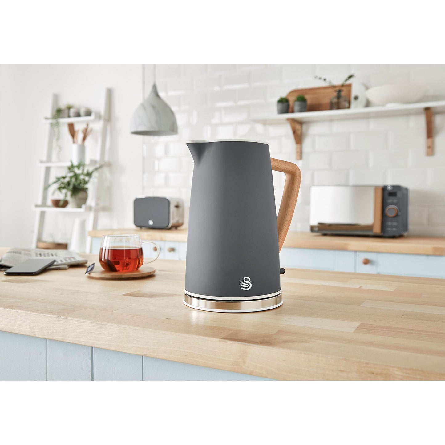 Swan Nordic Set Desayuno, Hervidor Agua 1,7l, Tostadora 2 Rebanadas, Microondas 20l Digital, Strp1060gryneu, Gris_3