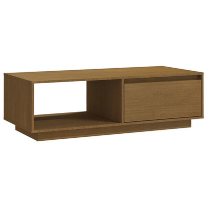 Mesa De Centro De Madera Maciza Pino Marrón Miel 110x50x33,5 Cm_0