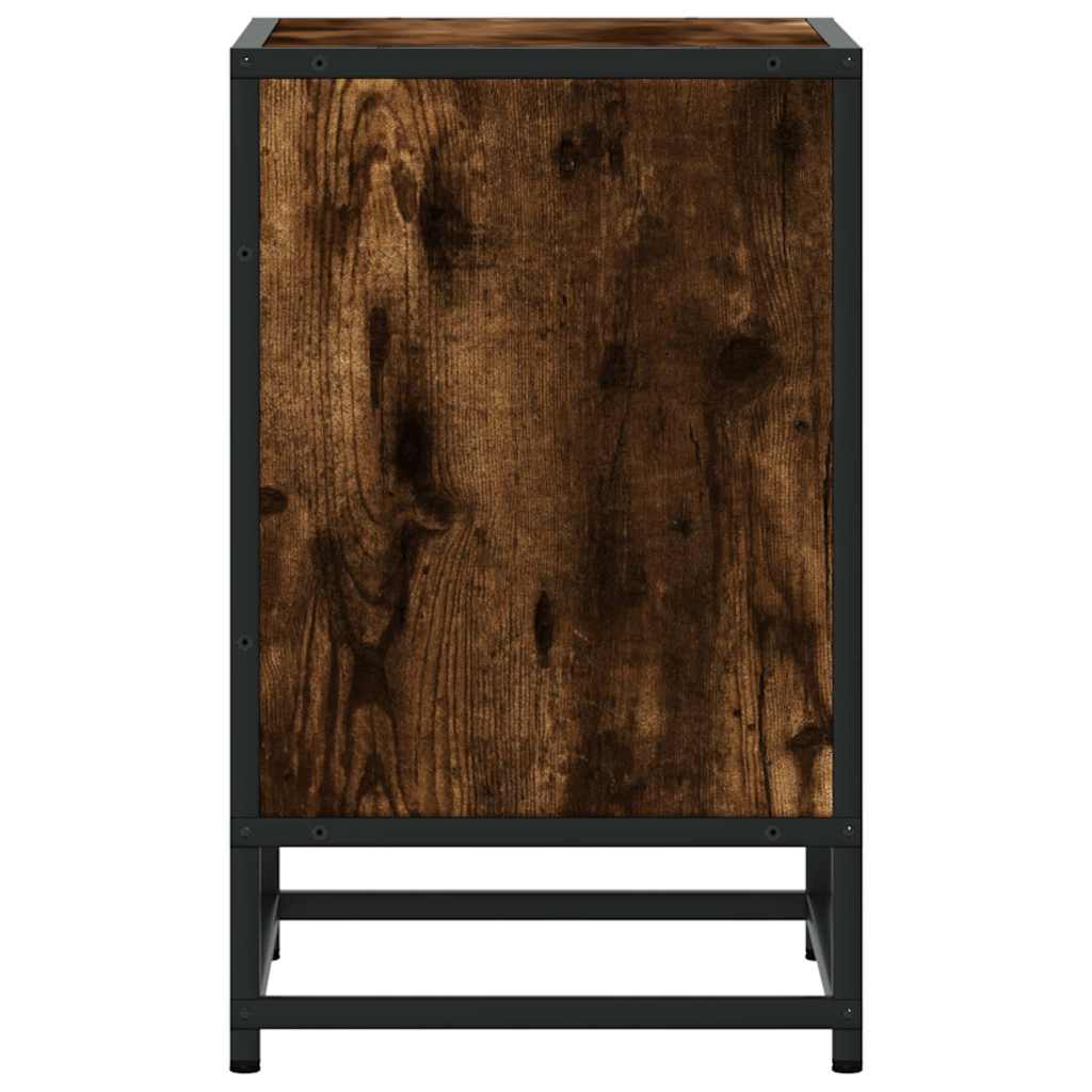 Mesita Noche Madera Ingeniería Roble Ahumado 40x31x50cm Metal_4