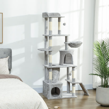 Pawhut Árbol Rascador Para Gatos Grande Altura 170 Cm Gris Claro_1