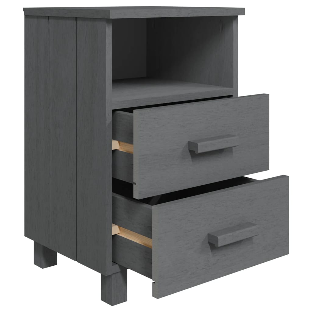 Mesita De Noche Hamar Madera Maciza Pino Gris Oscuro 40x35x62cm_3