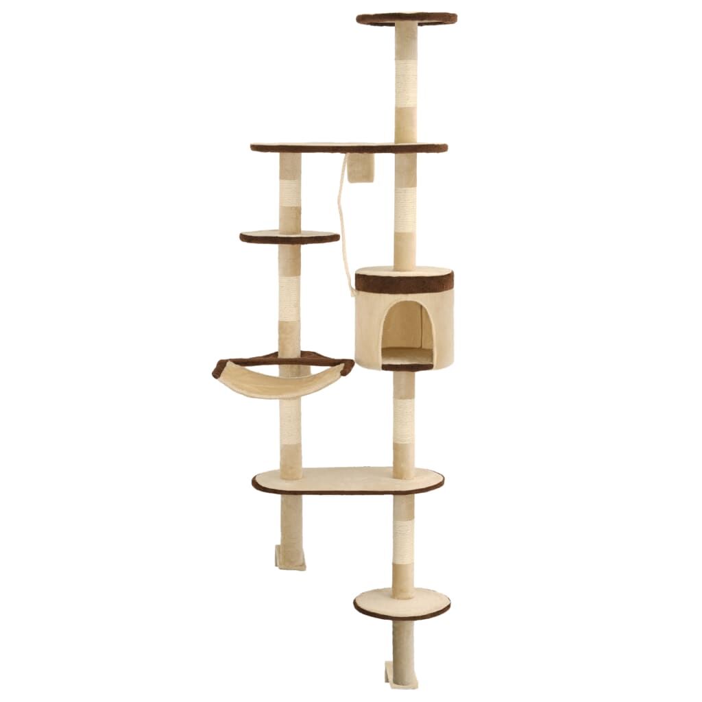 Vidaxl Rascador De Gato De Pared Postes De Sisal 194 Cm Beige Y Marrón_0