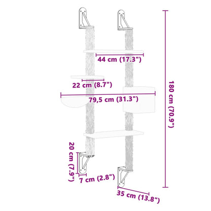 Vidaxl Árbol Rascador Para Gatos De Pared Crema 180 Cm_2