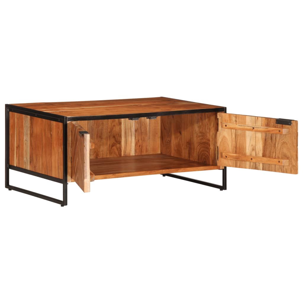 Mesa De Centro Madera Maciza De Acacia 90x55x40 Cm_3