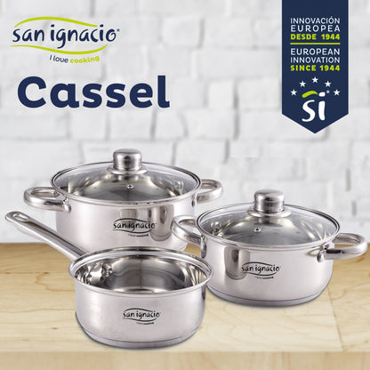 Batería de Cocina San Ignacio Cassel 5 Pzas en Acero Inox con Sartenes de Aluminio Forjado