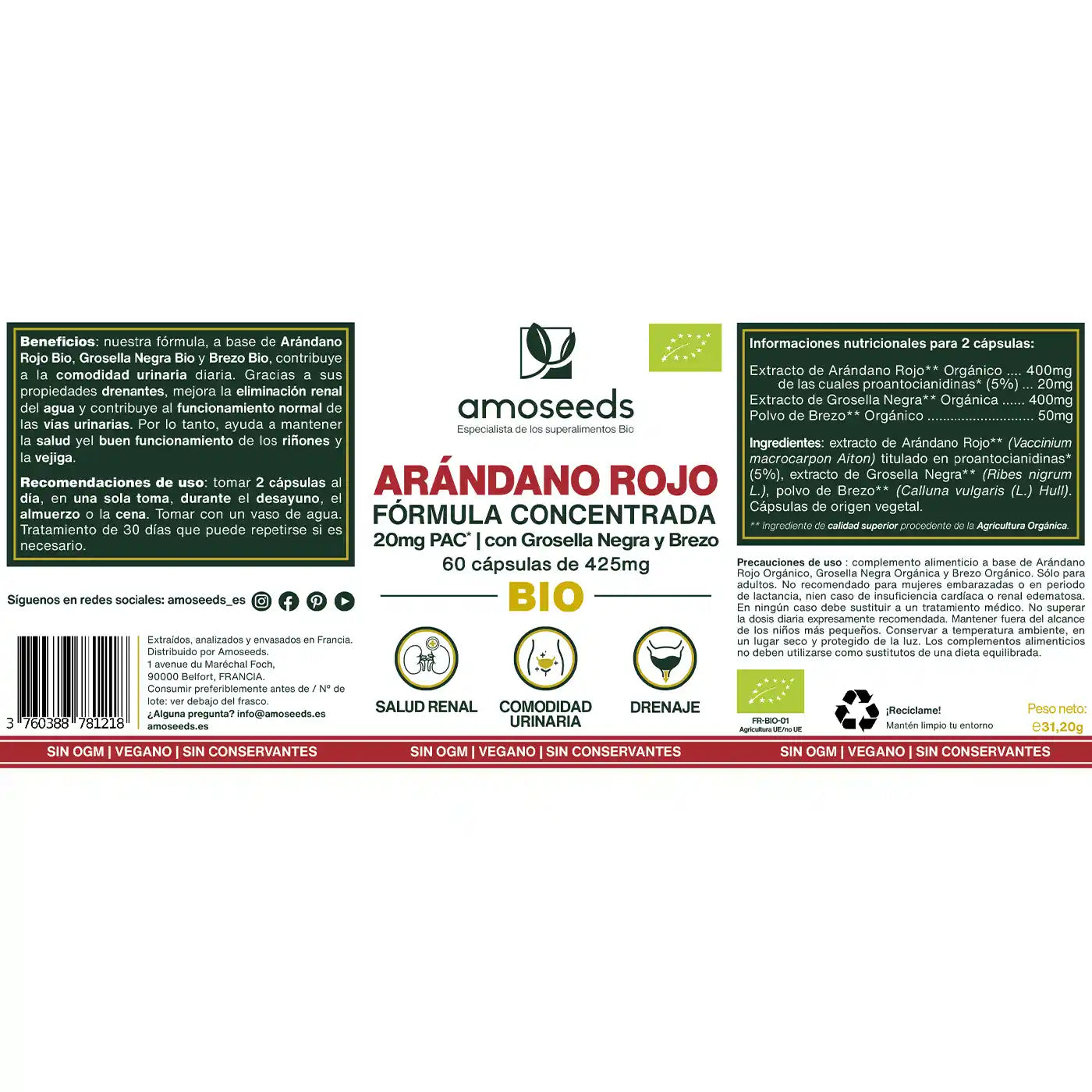 Arándano Rojo Bio, Fórmula Con Grosella Negra Y Brezo | 60 Cápsulas_4