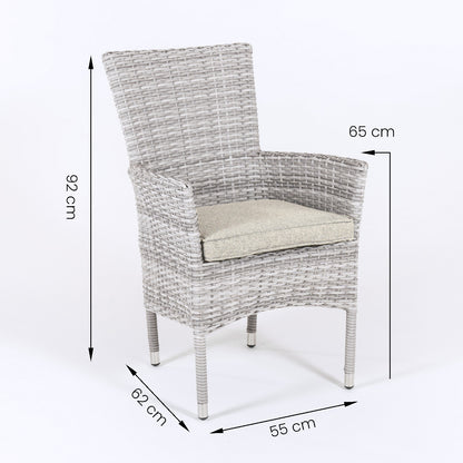 Pack 2 Sillones De Jardín, Gris Perla, Aluminio Y Ratán Sintético Plano, Color Gris Claro, Sillon:55x62x92_4