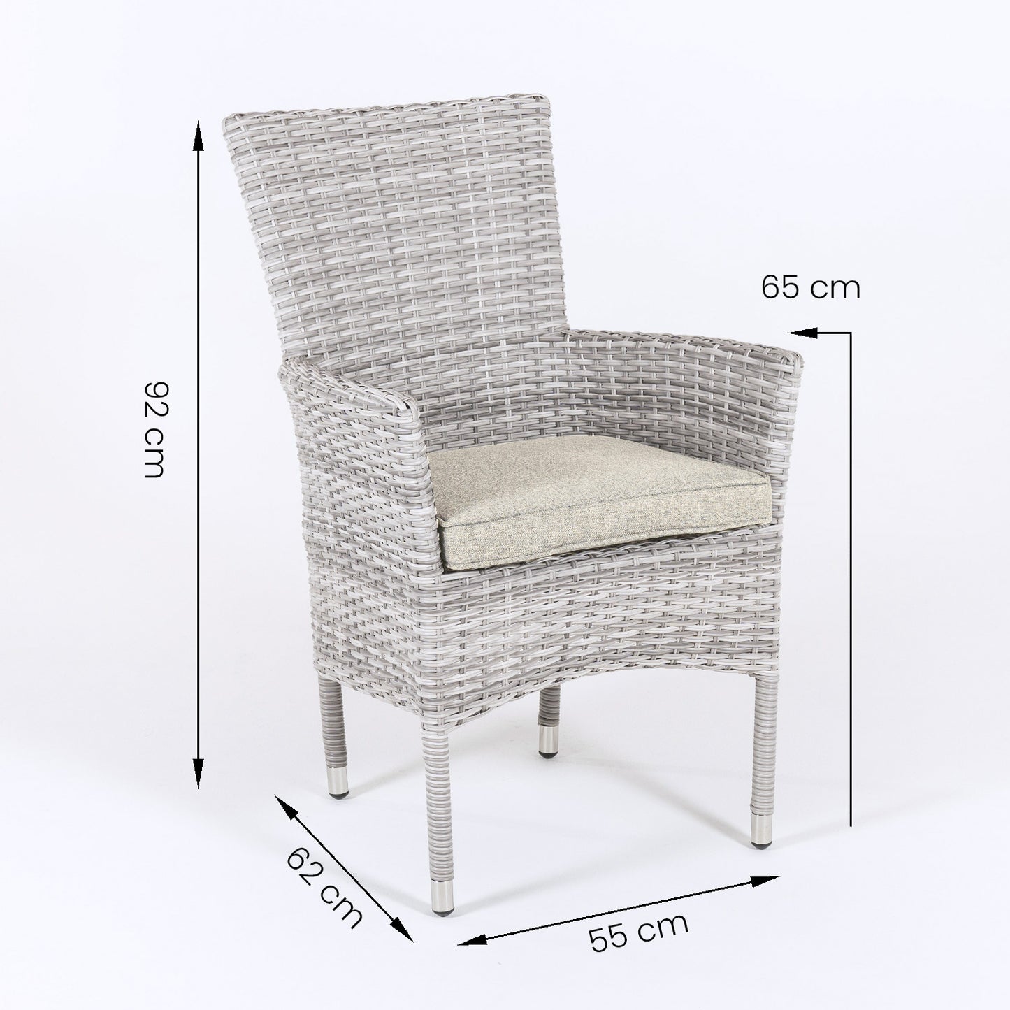 Sillón Apilable, Moderno, Aluminio Y Ratán Sintético Plano, Color Gris Claro, Sillon:55x62x92_4