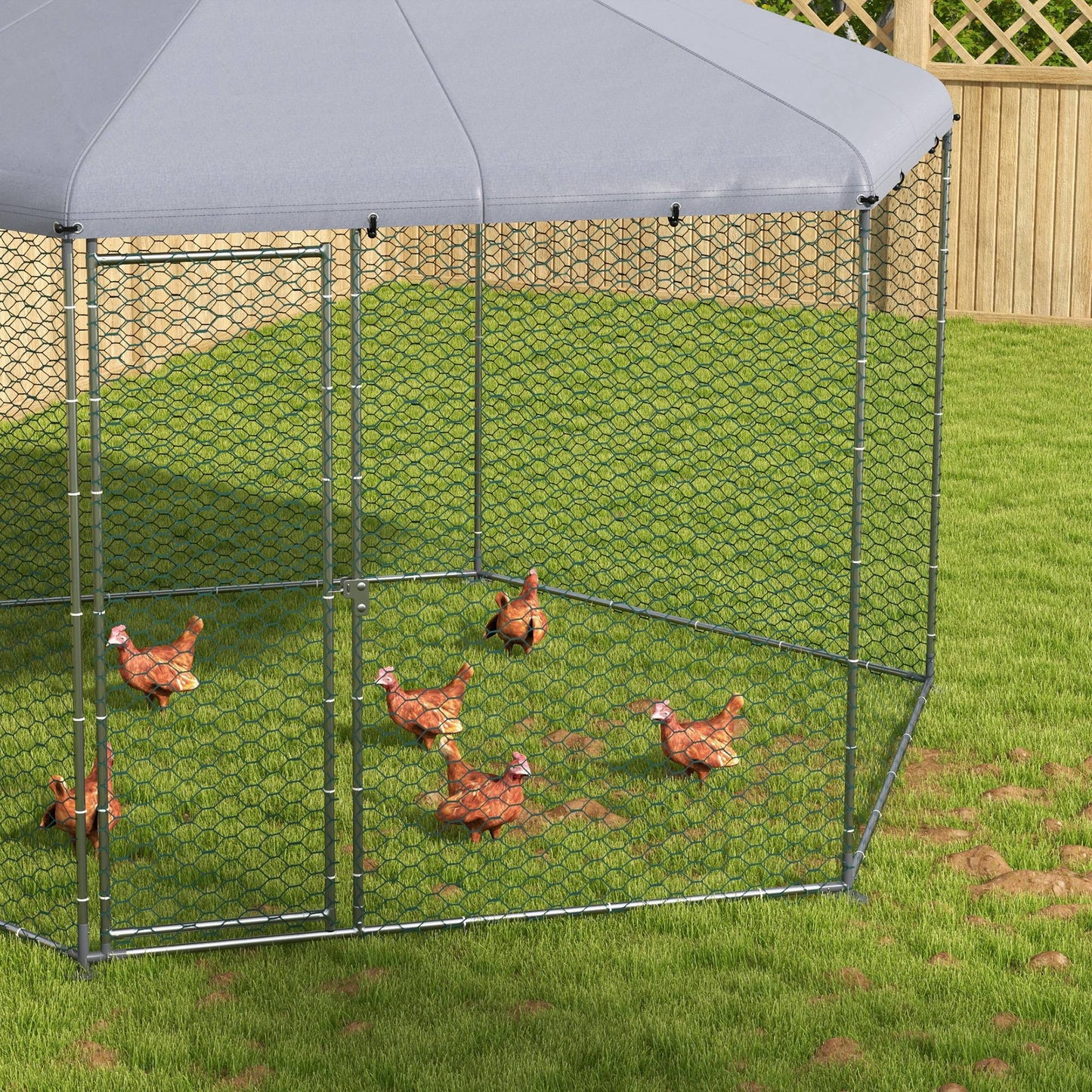 Pawhut Gallinero Para Exterior Grande De Acero 400x346x263 Cm Plata_3