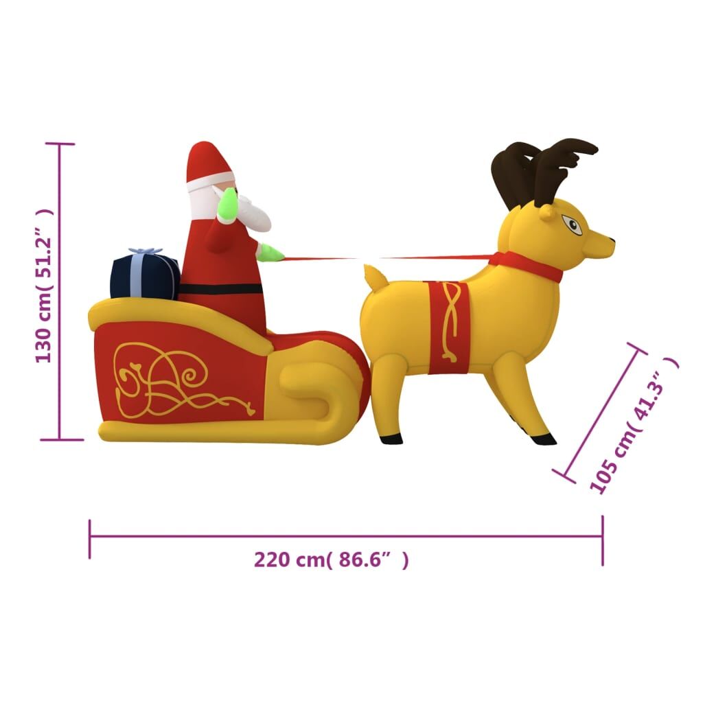 Vidaxl Papá Noel Y Renos De Navidad Inflables Con Led 130 Cm_2